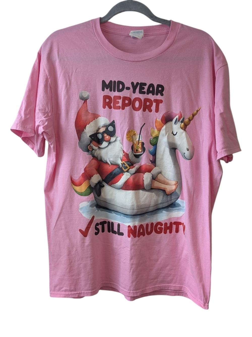 PORT & COMPANY WOMEN'S PINK GRAPHIC TEE SIZE L